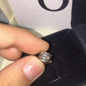 Silver Wavy Charm with 14k gold balls